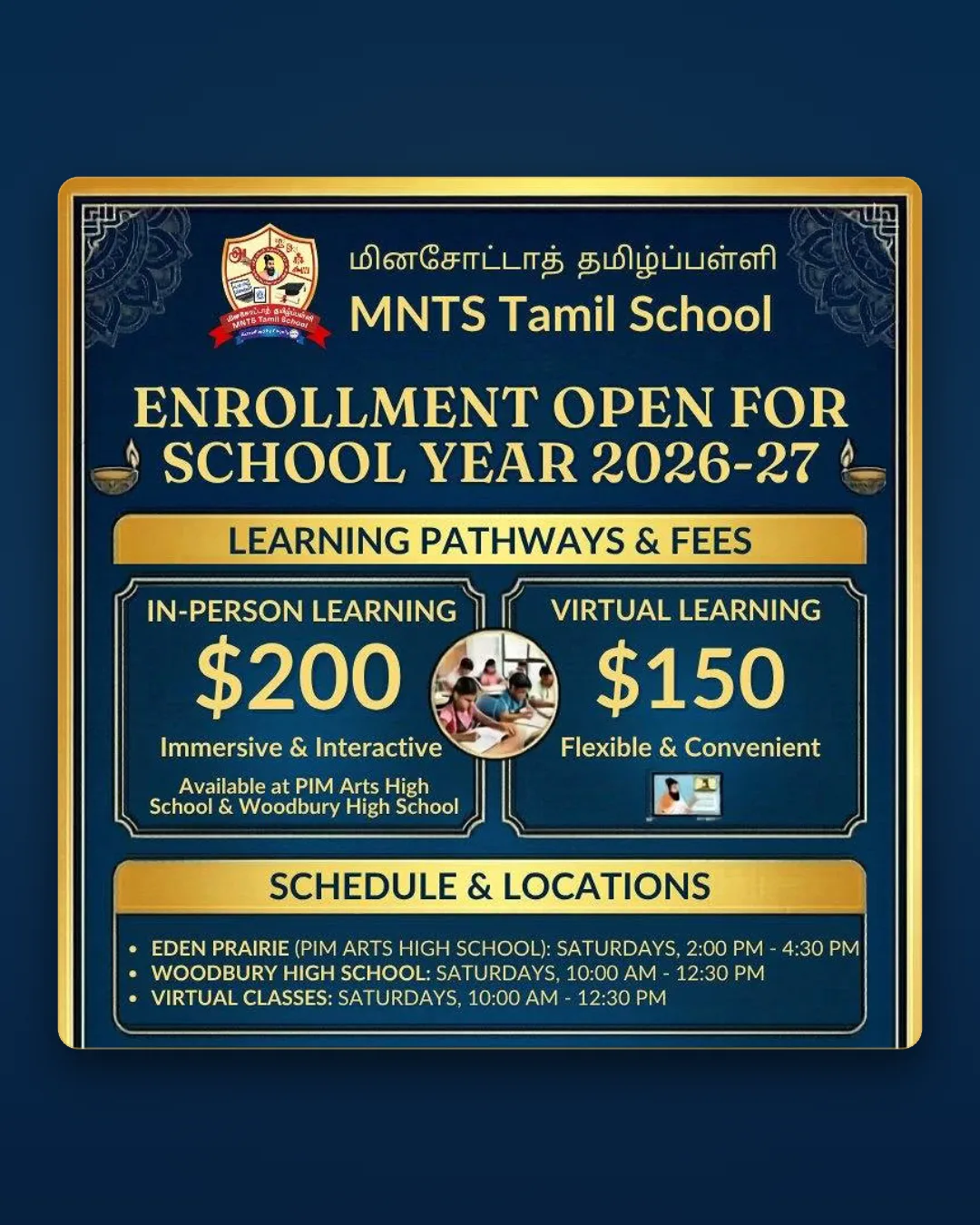 MNTS Tamil School — Enrollment open for school year 2026–27